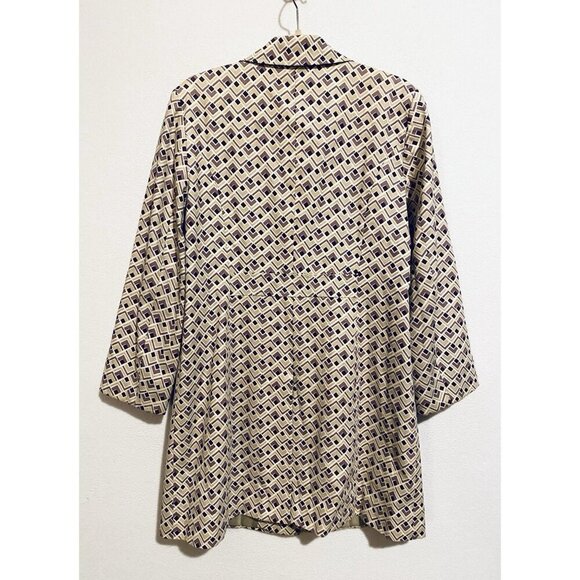 LOFT Jacket Womens Medium Geo Print Car Coat Button Up Lined Retro Y2K Preppy - Picture 3 of 6